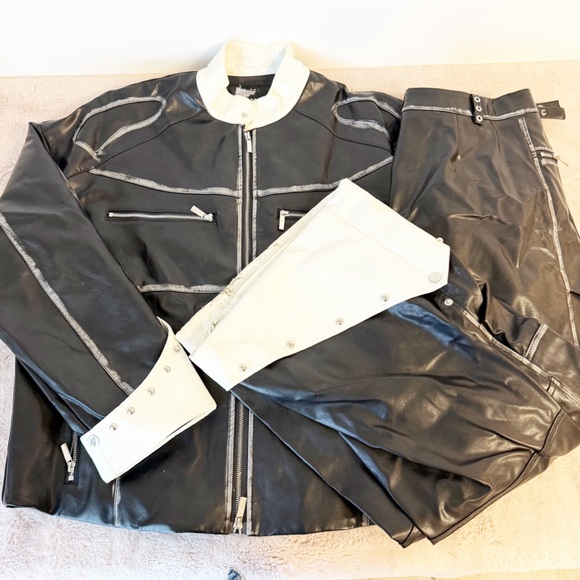 START EXCEED END Two Piece Faux Leather Set: Jacket and Pants Size Medium
